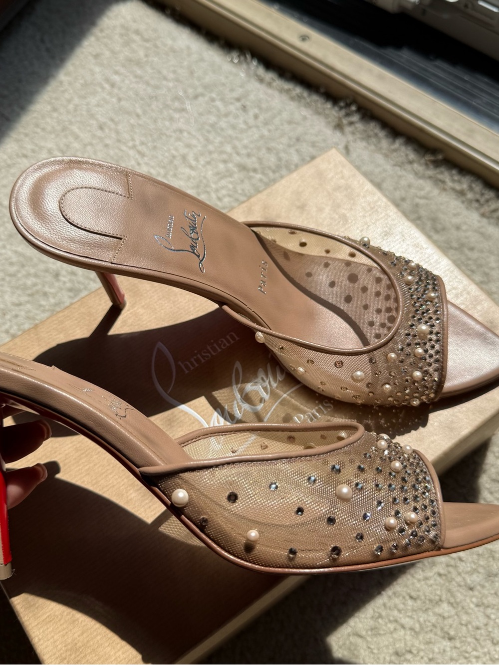 Christian Louboutin Miss Z Degrastrass Perla Mesh Mules